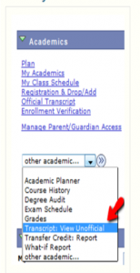 UDSIS Academics Menu